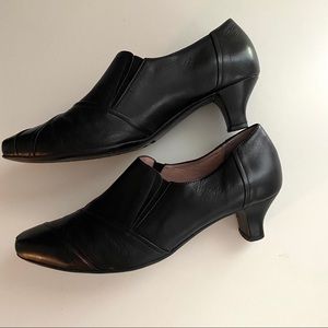 BeautiFeel soft leather slip on 2” heel shoes size 8. Black